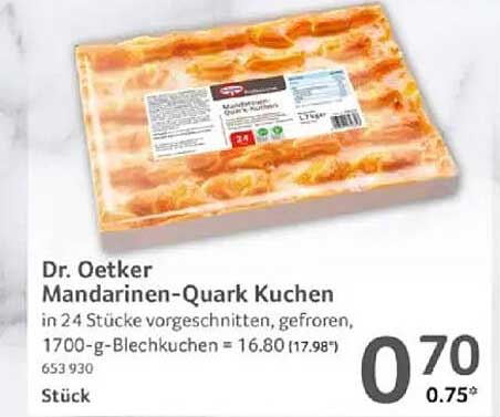 Dr. Oetker Mandarinen-Quark Kuchen in 24 Stücke