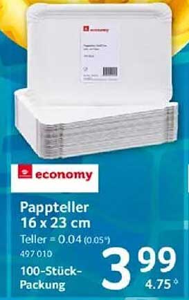 economy Pappteller 16 x 23 cm - 100-Stück-Packung