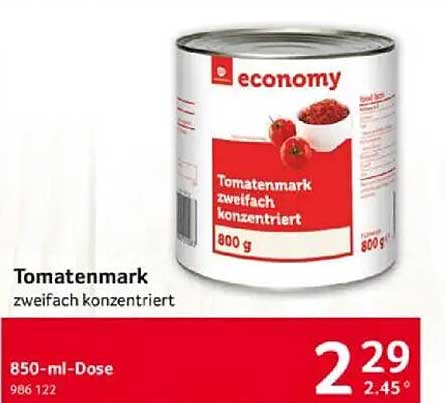 Economy Tomatenmark zweifach konzentriert 800 g - Dose