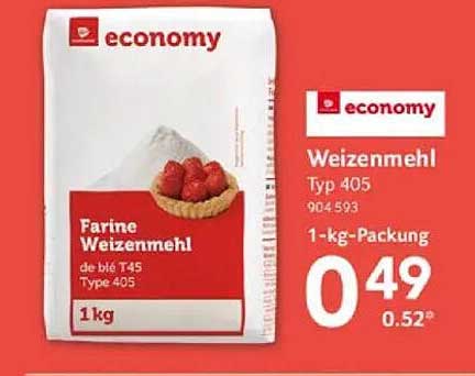 Economy Weizenmehl Typ 405 - 1-kg-Packung