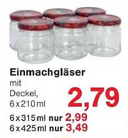 Einmachgläser mit Deckel, 6 x 210 ml