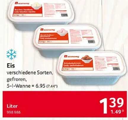 Eis verschiedene Sorten, gefroren, 5-l-Wanne