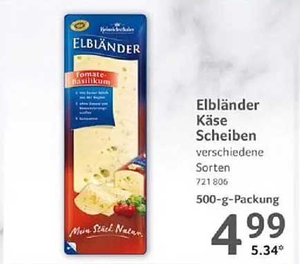 Elbländer Käse Scheiben - Tomate-Basilikum 500 g-Packung
