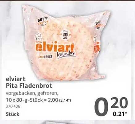 elviart Pita Fladenbrot 10 x 80-g-Stück, vorgebacken, gefroren