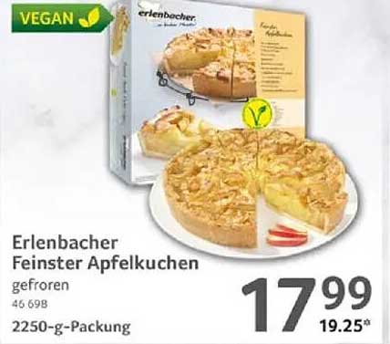Erlenbacher Feinster Apfelkuchen, gefroren, 2250-g-Packung