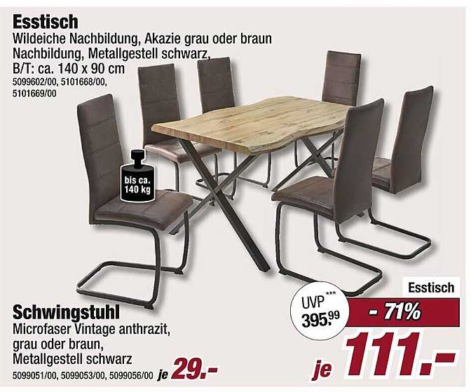 Essplatz-Set mit Esstisch und Schwingsesseln