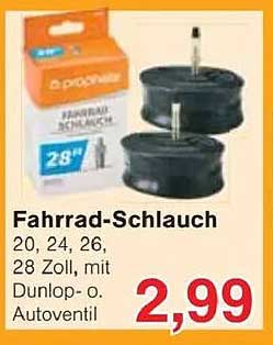 Fahrrad-Schlauch 20, 24, 26, 28 Zoll, mit Dunlop- o. Autoventil