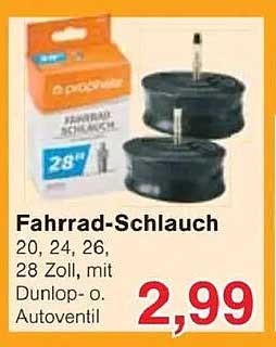 Fahrrad-Schlauch 20, 24, 26, 28 Zoll, mit Dunlop- oder Autoventil