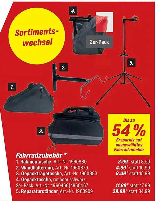 Fahrradzubehör-Set: Gepäcktasche, Wandhalterung und mehr