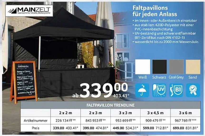 Faltpavillon Trendline - Ideal für jeden Anlass