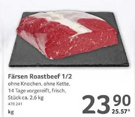 Färsen Roastbeef 1/2, ohne Knochen, ohne Kette, 14 Tage gereift, frisch, Stück ca. 2,6 kg