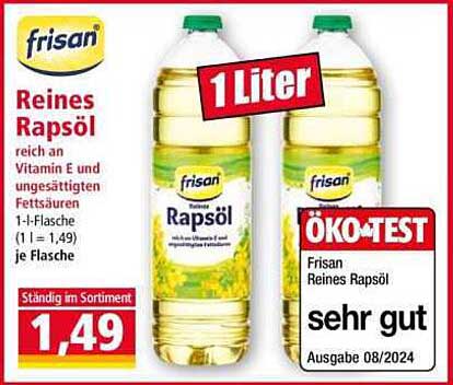 Frisan Reines Rapsöl 1 Liter - Sehr gut bewertet