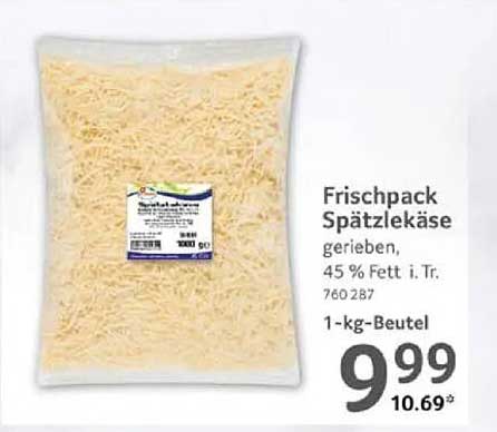 Frischpack Spätzlekäse, gerieben, 1-kg-Beutel