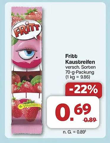Fritt Kaustreifen, verschiedene Sorten, 70-g-Packung