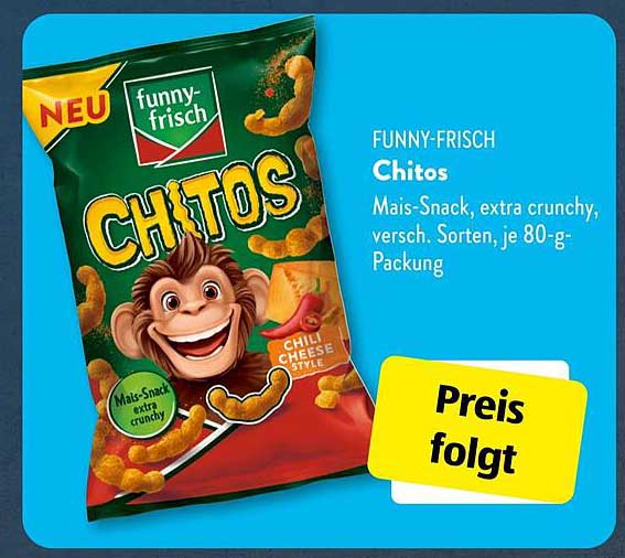 FUNNY-FRISCH Chitos Mais-Snack, extra crunchy - verschiedene Sorten, je 80-g-Packung