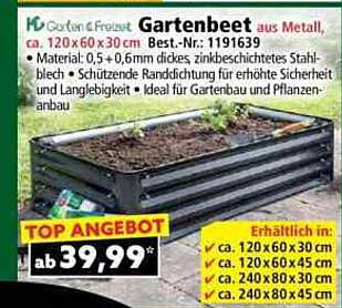 Gartenbeet aus Metall, ca. 120 x 60 x 30 cm