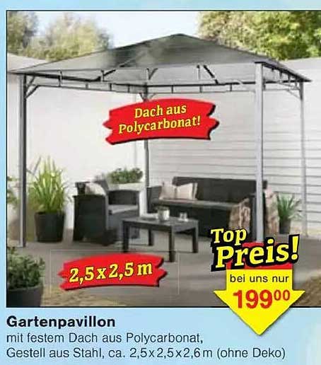 Gartenpavillon mit festem Dach aus Polycarbonat