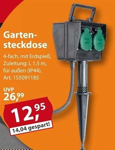 Gartensteckdose 4-fach mit Erdspeiß