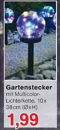 Gartenstecker mit Multicolor-Lichterkette, 10x 38cm (ØxH)