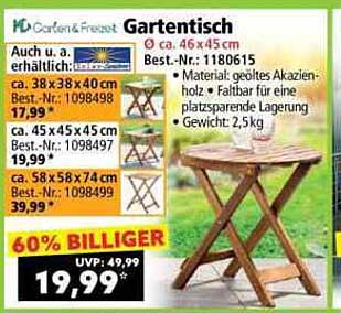 Gartentisch - 60 % günstiger!