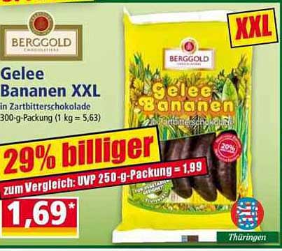 Gelee Bananen XXL in Zartbitterschokolade