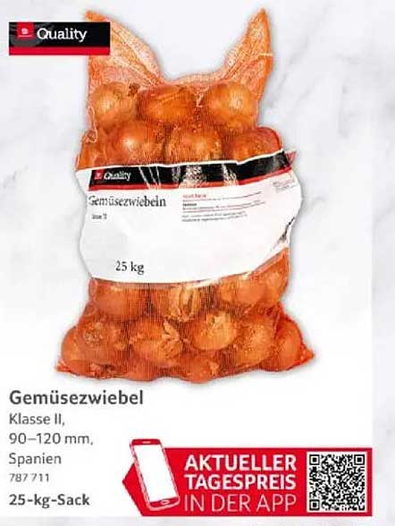 Gemüsezwiebeln Klasse II, 25 kg-Sack