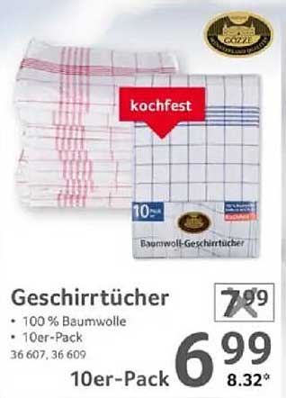 Geschirrtücher 10er-Pack aus 100 % Baumwolle