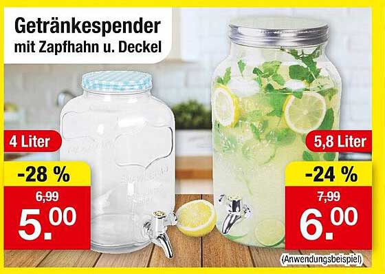 Getränkespenders mit Zapfhahn und Deckel