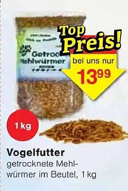 Getrocknete Mehlwürmer im Beutel, 1 kg