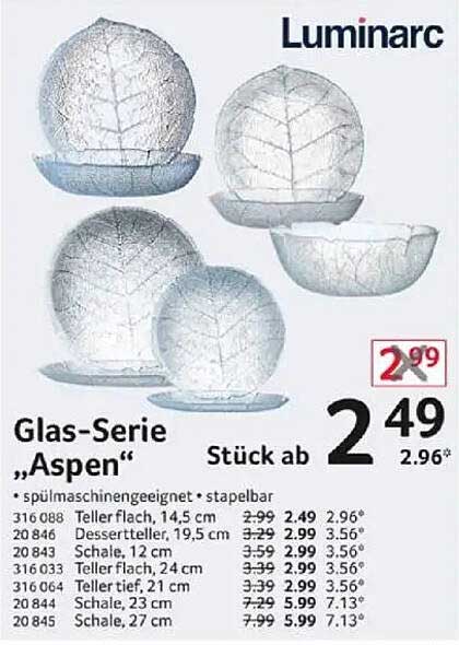 Glas-Serie „Aspen“ von Luminarc - Stück ab 2,49 €