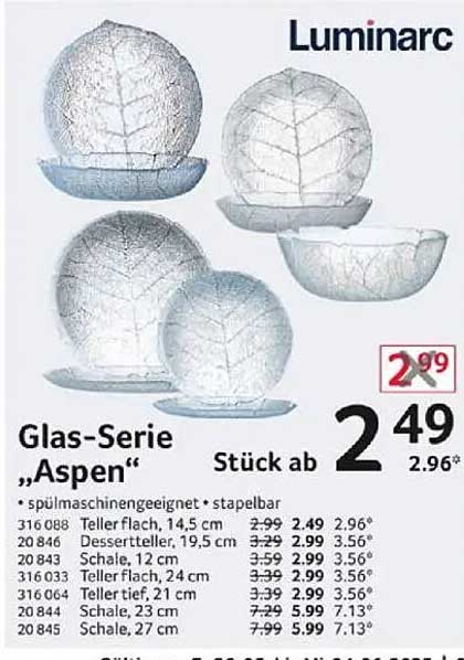 Glas-Serie „Aspen“ von Luminarc - Stück ab 2,49 €