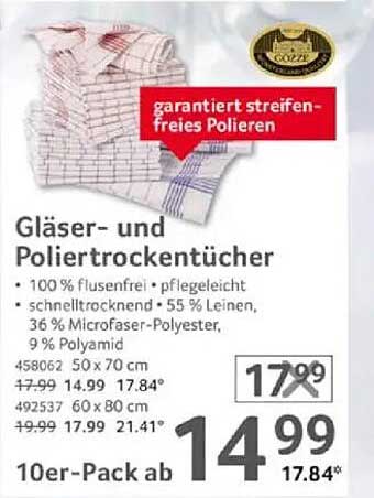 Gläser- und Poliertrockentücher – 10er-Pack