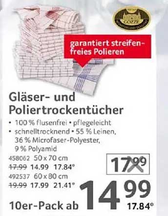 Gläser- und Poliertrockentücher im 10er-Pack