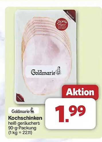 Goldmarie Kochschinken heiß geräuchert 90-g-Packung