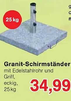 Granit-Schirmständer mit Edelstahlrohr und Griff, eckig, 25 kg