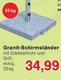 Granit-Schirmständer mit Edelstahlrohr und Griff, eckig, 25 kg