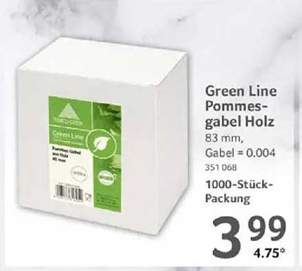 Green Line Pommesgabel Holz 1000-Stück-Packung