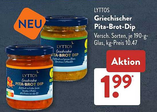Griechischer Pita-Brot-Dip von Lyttos, verschiedene Sorten, 190 g-Glas