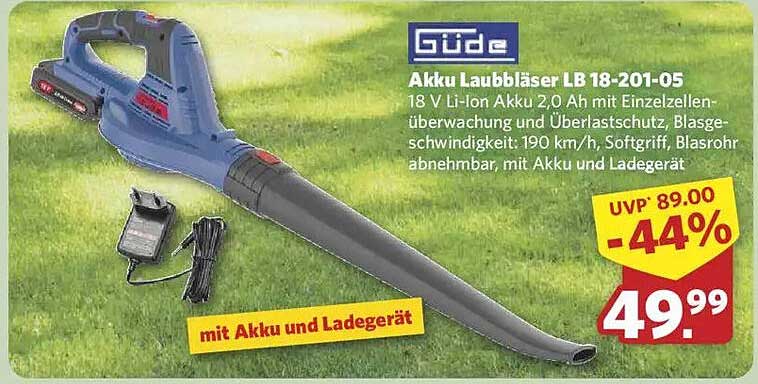 Güde Akku Laubbläser LB 18-201-05 mit Akku und Ladegerät