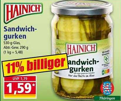 Hainich Sandwichgurken 530-g-Glas