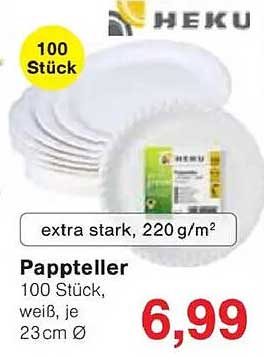 HEKU Pappteller 100 Stück, extra stark, 23 cm Ø