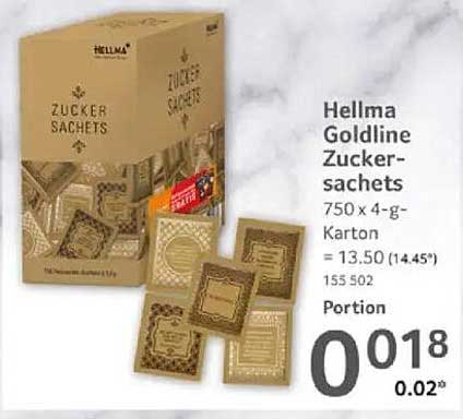 Hellma Goldline Zuckersäcke 750 x 4-g-Karton