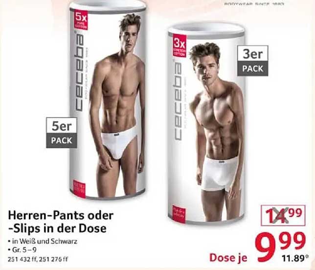 Herren-Pants oder -Slips in der Dose