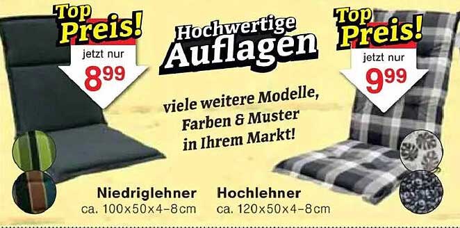 Hochwertige Auflagen für gemütliches Sitzen