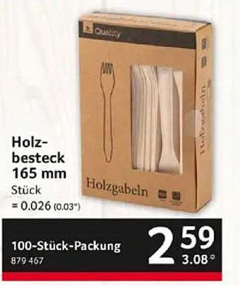 Holzbesteck 165 mm - 100 Stück-Packung