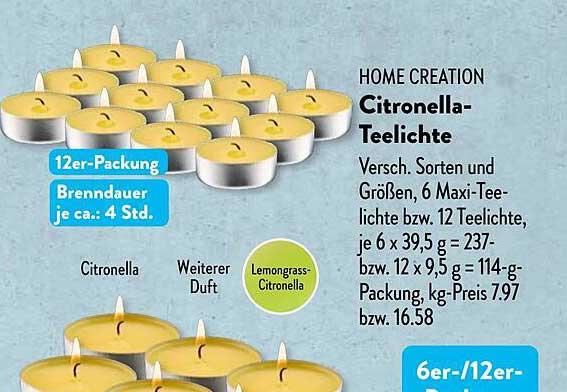 HOME CREATION Citronella-Teelichte