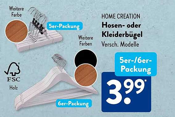 HOME CREATION Hosen- oder Kleiderbügel 5er- oder 6er-Packung
