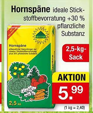 Hornspäne - ideale Stickstoffversorgung +30 % pflanzliche Substanz