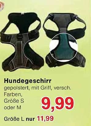 Hundegeschirr gepolstert, mit Griff, versch. Farben, Größe S oder M