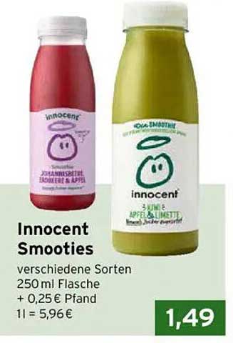 Innocent Smoothies - verschiedene Sorten 250 ml Flasche